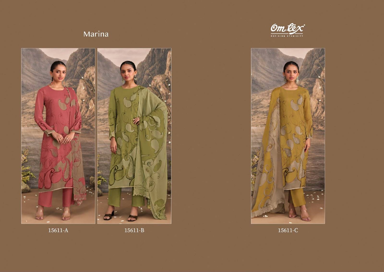 MARINA By OMTEX 15611 SERIES Stylish Beautiful Colourful ORGANZA Dresses At Wholesale Price
